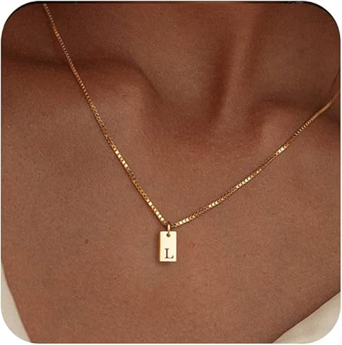 Collares con letra inicial para mujer, chapados en oro de 14 quilates, delicados, con nombre dorado, dije con inicial personalizada para mujer,