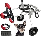 Lokshun Dog Wheelchair for Back Legs Adjustable Dog Carts with Wheels Small Wheelchair for Dogs with Disabled Hind Legs Walking, with 4PCS Rear Leg Protection Pads (XS)