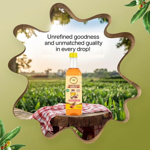Image of GMB Mart Wooden Cold Pressed Groundnut Oil 1 Litres | Natural Cooking Oil Rich in Vitamin E | Chemical-Free Peanut Oil for Frying, Baking & All Cuisines | Pure & Healthy