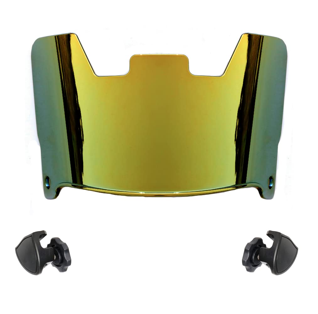 UniqueHelmets Gold Iridium Mirror Premium Football Helmet Visor Eye Shield wFast Release Clips for Full Size Helmets Fits Adult & Youth, FBV-GOLD