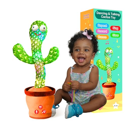 Image of ROYPOUTA Dancing Talking Cactus Plush Toy for Kids - Volume Adjustable Mimicking and Singing Cactus with Music & Light - Funny Birthday Gifts for Years Old Boy Girl