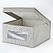 mDesign Medium Fabric Stackable Closet Storage Organizer Box, Front Window/Lid - Bedroom, Office, Mudroom Organization, Hold Clothes, Blankets, Linens, Spira Collection, 6 Pack, Taupe/Natural Chevron