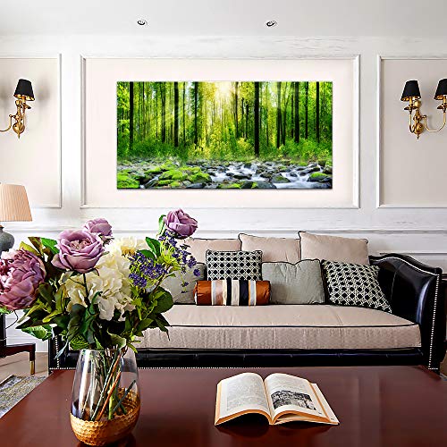 Canvas Art Decor Morning Sunrise Green Trees Landscape Sunshine Over Forest Photograph Printed On Canvas For Home Wall Decoration Wall Art For Living Room Mural Print Artwork Natural Picture #TOP3