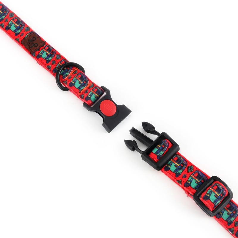 Image of Lana Paws Auto-Rickshaw, Kitsch Style Fabric Dog Collar Belt for Small Dogs
