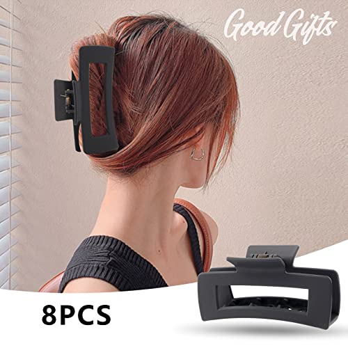 8 Pack Large Rectangle Hair Claw Clips, Matte Square Hair Clips For Women Thick Hair, Strong Hold Jaw Clip Big Non-Slip Hair Clip #TOP3