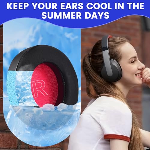 Repuestos de Almohadillas de Gel Refrescante para Anker Soundcore Life Q10, Q10BT, Life 2 Neo, Almohadillas de Tela de Hielo y Espuma de Alta Densidad (Gel Refrescante - Negro) miniatura 5