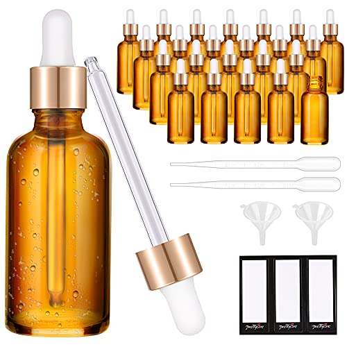 PrettyCare 1oz Glass Dropper Bottle Set of...