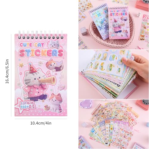 Image of Girl's Cute Sticker Book, Cartoon Cat Theme - 700+ Cute Animal Style Foodie Stickers, for DIY Scrapbooking Journaling Handbook Decoration