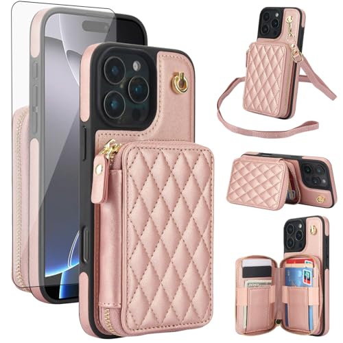 Coque iPhone 16 Pro Max de luxe avec porte-cartes RFID et verre