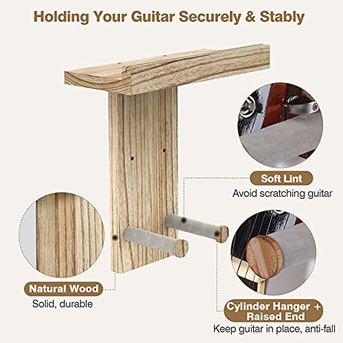 MoKo 2PCS Support de Guitare Mural en Bois, Support Multifonctionnel avec Support de Rangement pour Accessoires et… - Les Beatles, Paul McCartney, John Lennon, RIngo Starr, George Harrison MoKo 2PCS Support de Guitare Mural en Bois, Support Multifonctionnel avec Support de Rangement pour Accessoires et… – Image 3