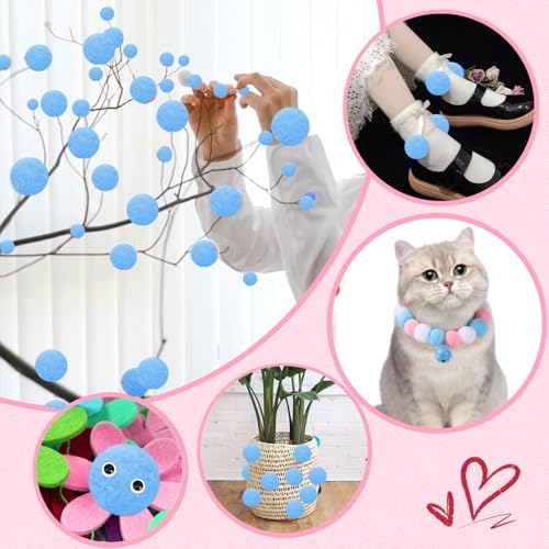 TOAOB 50 Stück Pompons zum Basteln Groß 5 cm Blau Pompom Flauschigen Plüsch set Bälle Kunst Bommel mit Selbstklebend Wackelaugen für Dekorieren Verzieren Nähen DIY Lustige Kreativen Handwerk