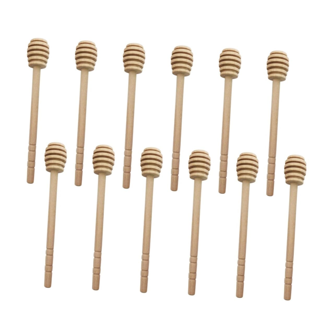 VALICLUD 12Pcs Wooden Honey Dipper Sticks for Syrup Honey Stirrer for Honey Pots for Homemade Honey Wedding Favors and Baking Easy to Clean Use