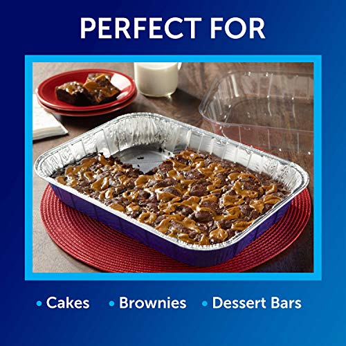Reynolds Kitchens Aluminum Pans with Lids, Blue, 13x9 Inch, 2 Count (Pack of 3), 6 Total