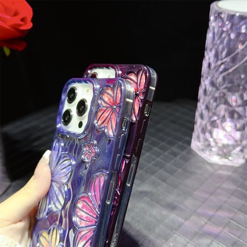 Coque iPhone 15 Pro Max plaquée avec motif fleur creuse 3D