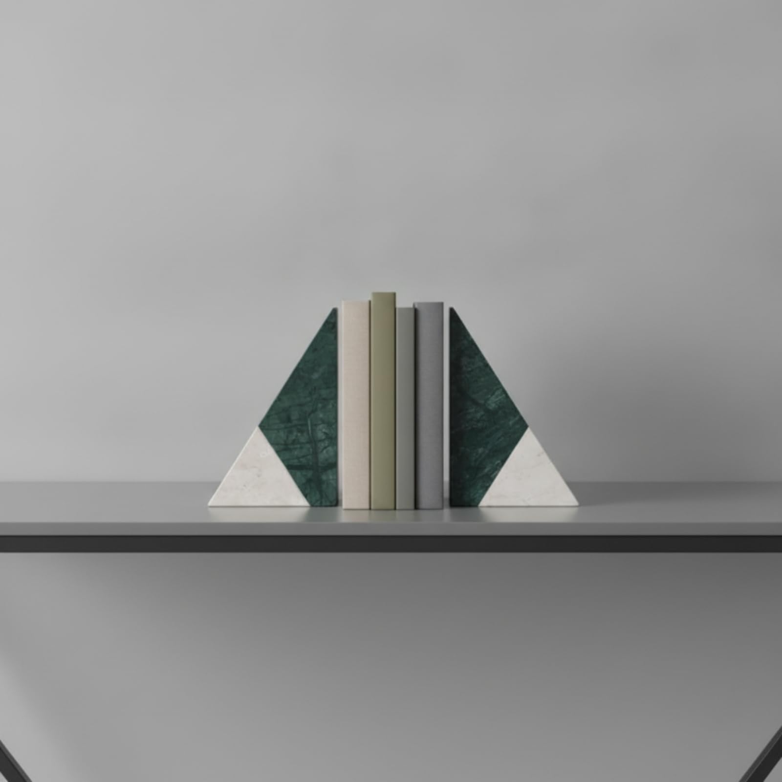 Colcolo Sujetalibros de Mármol Triangulares de Piedra Pesa ; Caras Inclinadas y Veteado Natural Aporta Estilo Galería y Mantiene Literatura Erguida en, Color to 1