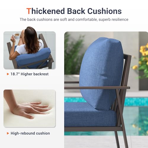 Image of UDPATIO Aluminum Outdoor Patio Furniture Set 7-Seat Metal Patio Conversation Sets with Coffee Table and Water-Resistant Cushions, Modern Patio Sectional Sofa for Porch, Deck, Backyard, Poolside