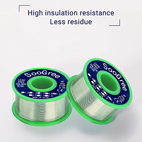 Image of SooGree Solder Wire Sn99.3 Cu0.7 with Rosin Core,Fine Alloy Electronics Soldering Electric Solder for Electrical, Electronic, Connector, DIY Soldering (0.6mm /50g)