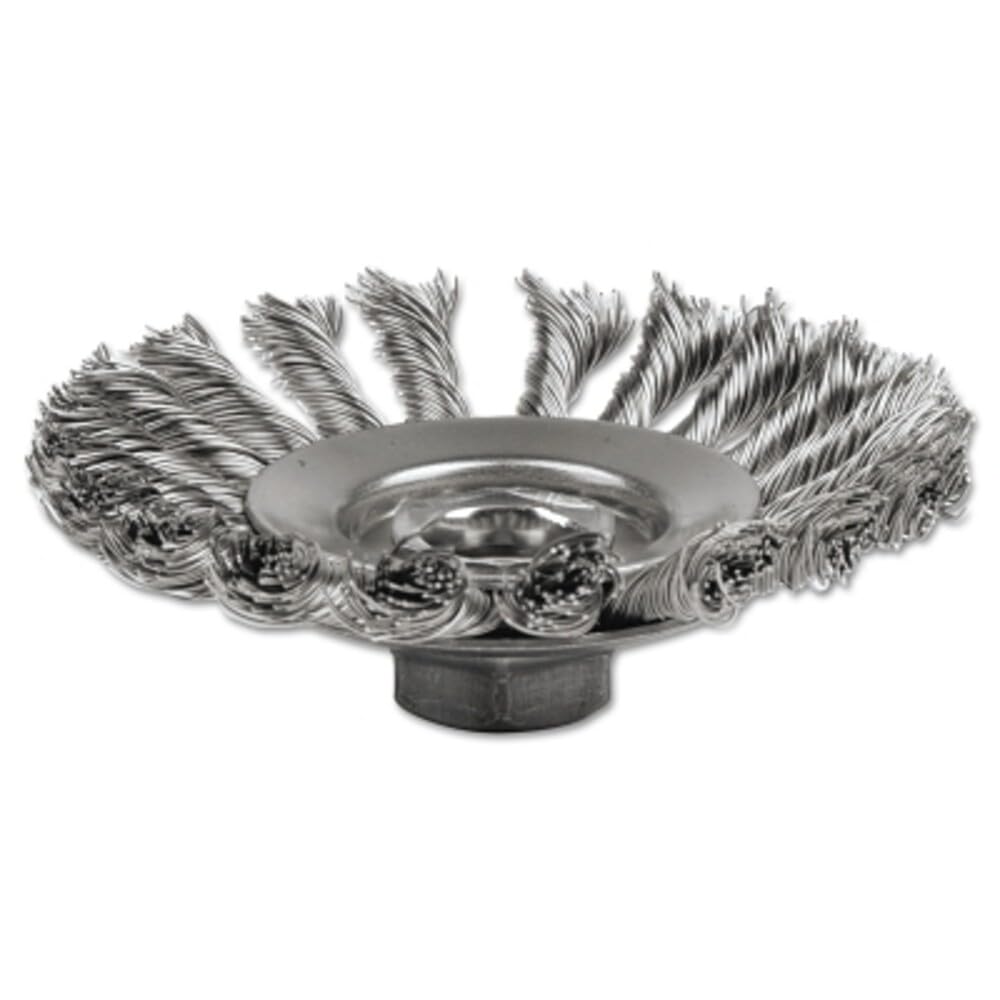 Weiler 13486 Dualife - Pergolato 5/8"-11, 0,1 cm, diametro 1,5 cm, larghezza del viso, setole in acciaio inox 302, spazzola smussata a filo nodo