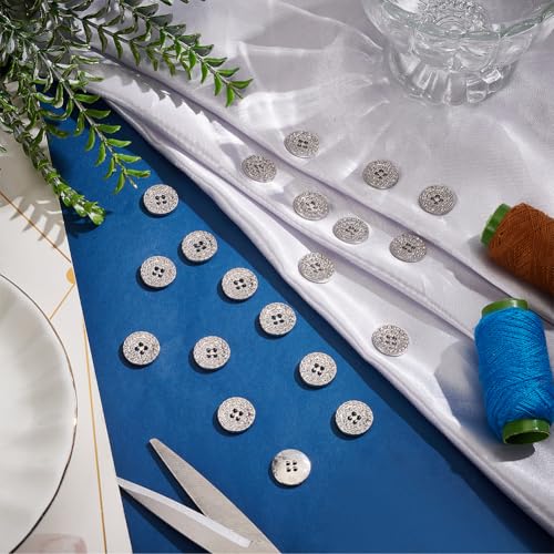 MAYJOYDIY 20pcs 15mm Silver Round Rhinestone Buttons, Alloy+Rhinestone Material, Perfect for DIY Crafts Wedding Party Decoration - Image 4