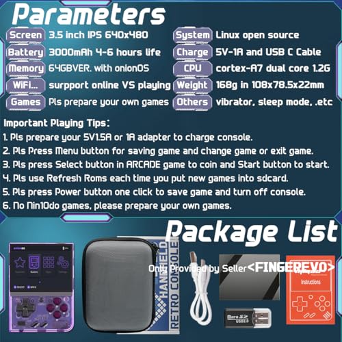 Image of Miyoo Mini Plus OnionOS Handheld Game Console 3.5-inch 640*480 Screen 3000mAh Miyoo-mini+ with Portable Case Transparent Purple