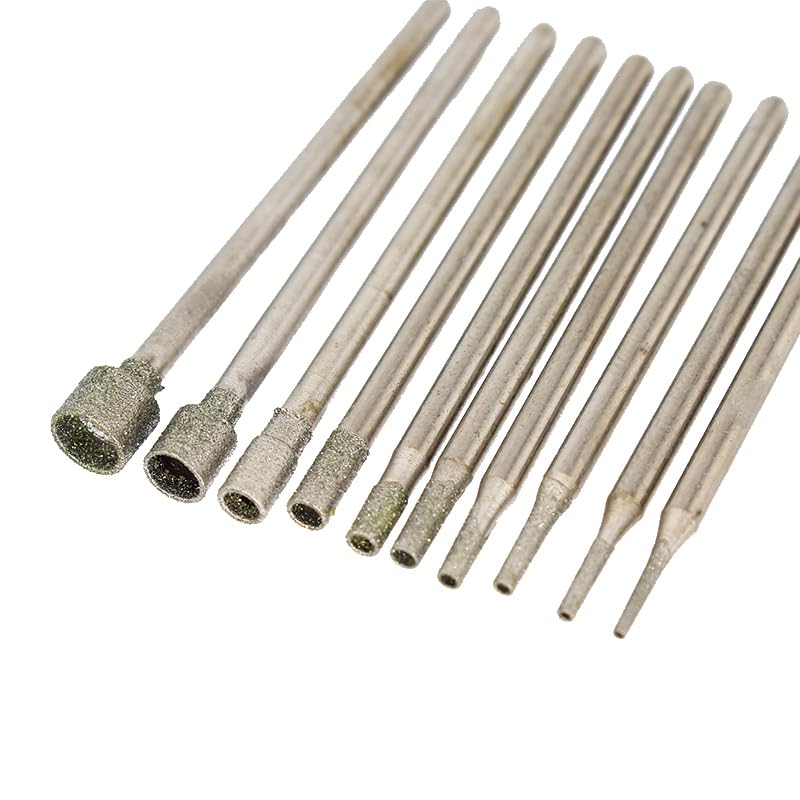 Diamond Core Drill Bit Set, Multi-Size Hollow Drilling Tools for Glass Stone Ceramic Engraving, 0.8-5mm, 10 Pieces