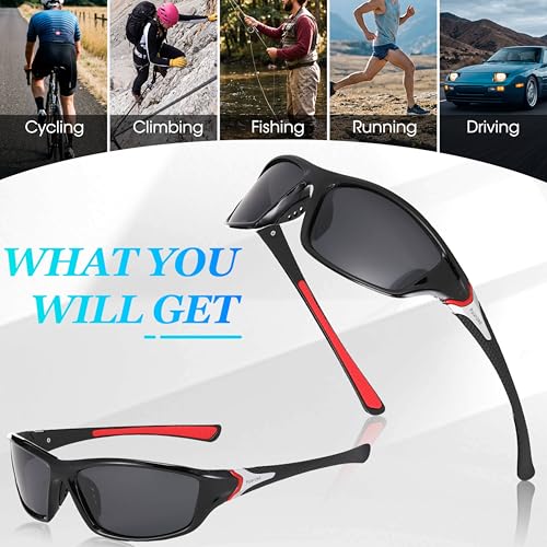 Image of Frienda 6 Pack Polarized Sport Sunglasses for Men Multipack Fit over Glasses Pack Lot Set Men's Sport Fishing Eyeglasses