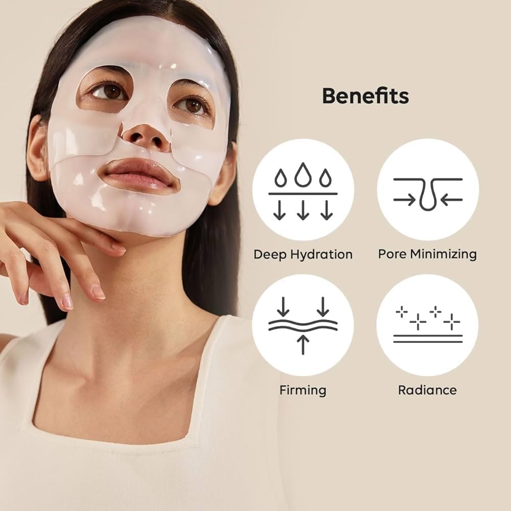 KRISHNA ZONE Bio-Collagen Overnight Face Mask | Korean Glass Skin Hydrogel Mask for Deep Hydration, Pigmentation, Anti-Aging & Pore Minimizing | Hyaluronic Acid, Niacinamide, Vitamin E & Centella, 34 ml (pack of 4) 2