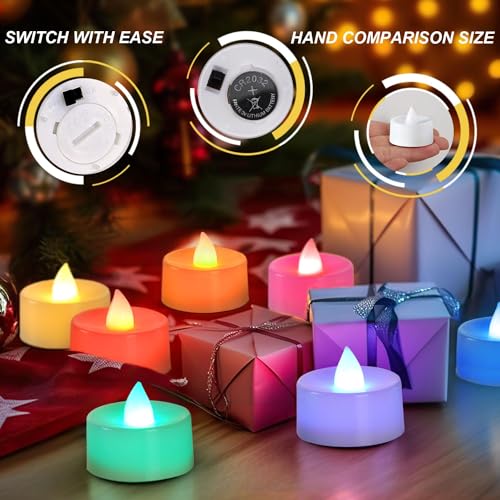 Image of Flameless LED Tealight Candles, Battery Operated Smokeless Decorative Tea Lights for Home, Diwali, Wedding, Party & Festival Decoration (Multicolor, Pack of 100)