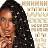 NAISKA Gold Metal Hair Jewelry for Braids, Dreadlocks, Beards - Non-Piercing Ear Clips, Cuffs, Locs Decoration for Women & Men (30PCS)