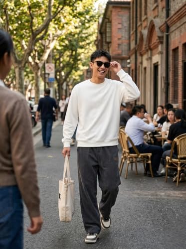 Image of Zombom Men's Comfortable Baggy Corduroy Pants | Relaxed Fit Stretch Waist Trousers for Everyday Wear | Casual Trouser for Man