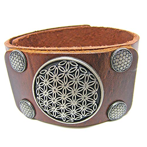 Claro Schmuck Bracciale in Pelle Fiore della Vita