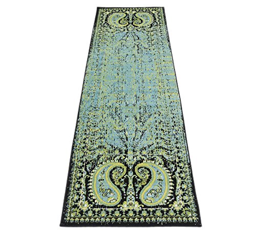 Image of Unique Loom Imperial Collection Modern Traditional Vintage Distressed Aquamarine Runner Rug (2' 0 x 6' 0)