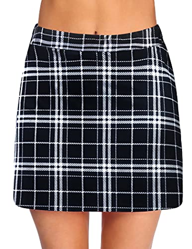 Ekouaer Women'S Plaid Skirt For Golf Skirt Sport Tennis Athletic Pocketed Skirts Skort With Headphone Port,Plaid Medium