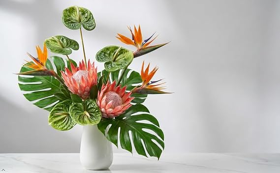 Rikyo 5pcs 24inch/61cm Artificial Anthurium Lily Flowers Permanent for Home Decor Bridal Wedding Festival Party, Crafts, Store Decor Small Flower Bouquet Accessories (Green)