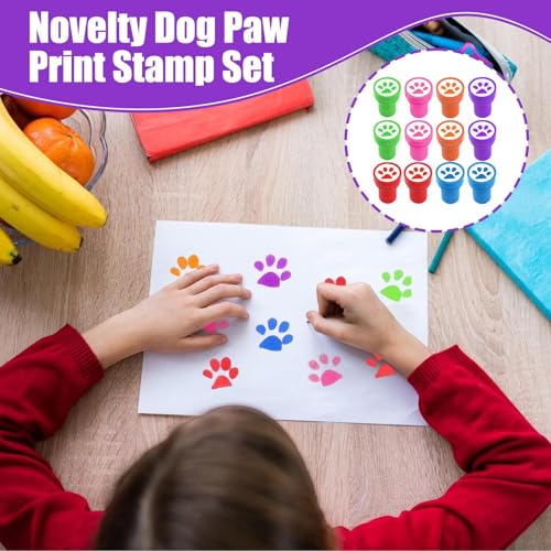 12 Stück Hundepfoten Stempel Kinder, Bunte Kinderstempel Set Lehrer Stempel Motivationsstempel Für Unterrichtsräume, Partys Und Lernaktivitäten In Der Schulbildung