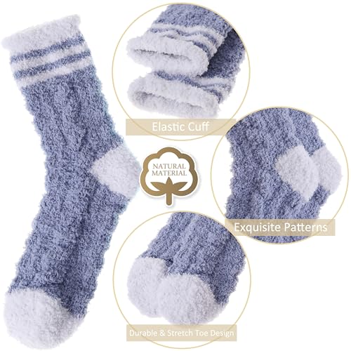 Image of EBMORE Womens Fuzzy Socks Fleece Fluffy Cabin Plush Warm Sleep Soft Cozy Winter Adult Socks