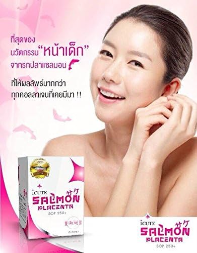 Icute Salmon Placenta Sop250+ Whitening Anti Aging Look Younger Beverage Drink 15 Sachets. [Free for You Beauty Gift]