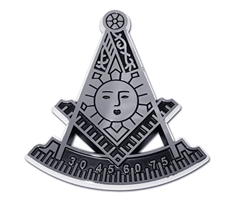 Image of Elektroplate Masonic Compass Sun and Quadrant Past Master OEM Chrome Emblem for Cars, Trucks, and All Auto | Universal Fit at 3.3 inch x 3 inch | Weatherproof