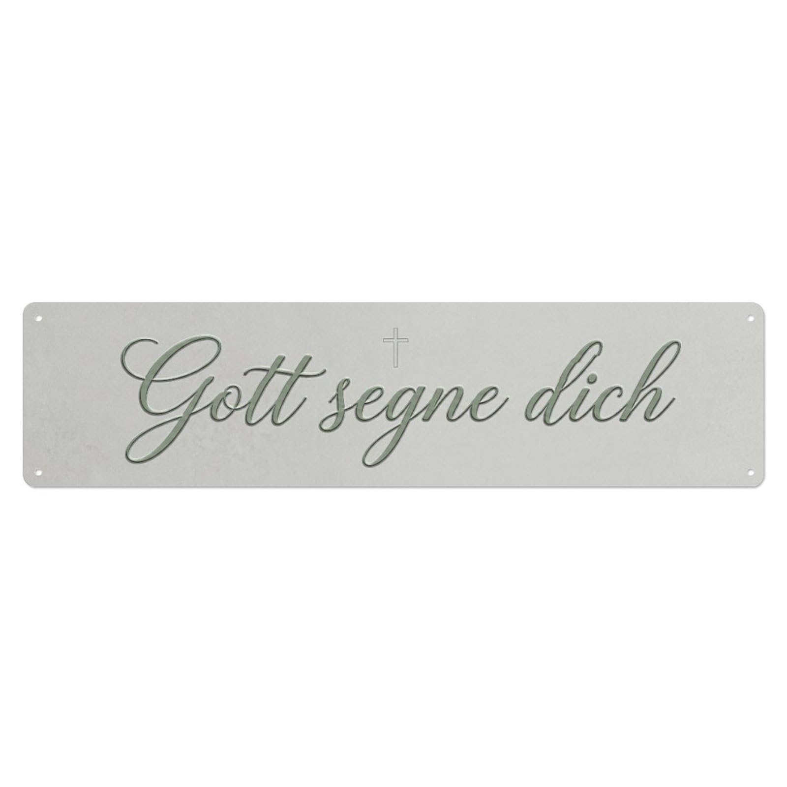 Gott Segne Dich Blessing Faith （1） Metal Tin Skinny Sign Plaque Wall Decor for Cafe, Club Bar, Office, Home Garden Metal Poster 4x16Inch