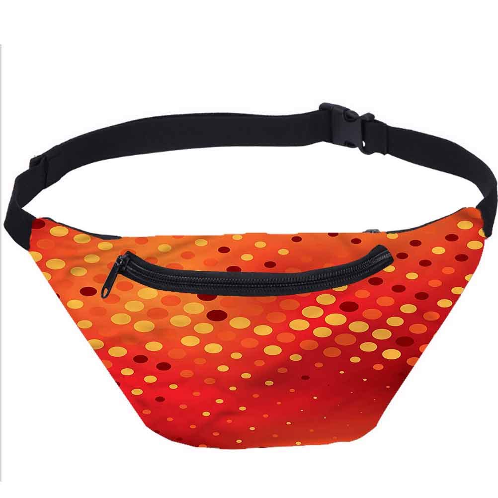 Yellow and Red Fanny Pack,Dots Halftone Design Waist Bag for Women Men Kids