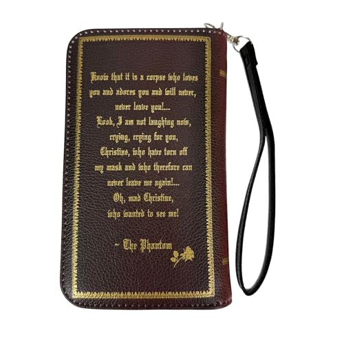 Image of Women's Bifold Wallet Phantom of the Opera Book Wristlet, Burgundy 7 Inch
