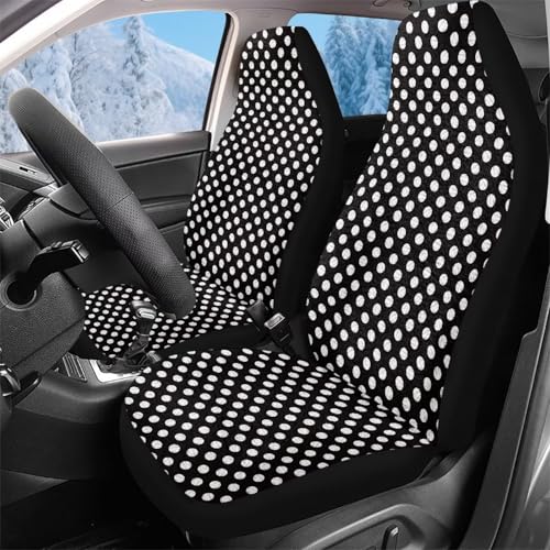 Housse de siege auto avant noir à pois 52x138cm lavable pour voiture