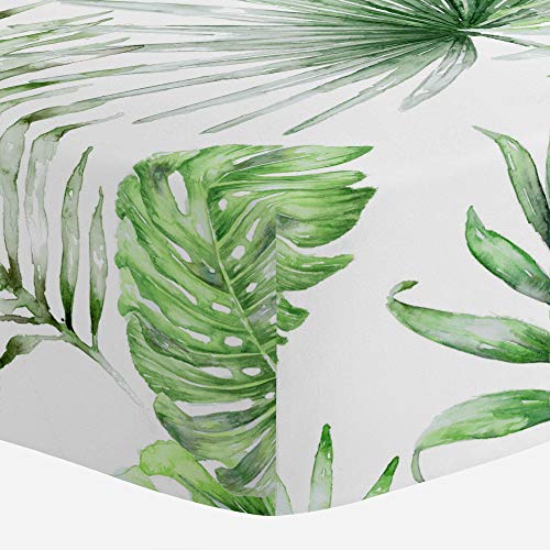 Image of Carousel Designs Green Painted Tropical Crib Sheet - Organic 100% Cotton Fitted Crib Sheet - Made in The USA