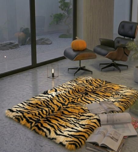Image of Prokart Soft Faux Fur Fabric Cloth - 60 Inch Wide Pana | Fur Fabric Decorative Cloth for Crafting Soft Toys, Fancy Dress, Baby Photoshoot, Wedding Mandap & Party Decor (Tiger Print, 3 Mtr)
