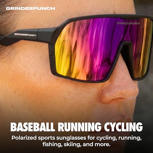 Image of grinderPUNCH Polarized Sports Sunglasses for Men Women UV Protection Shades for Baseball Running Cycling Skiing & Pickleball