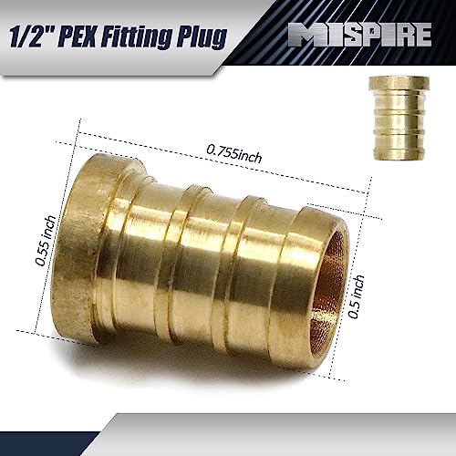 Image of 6 PCS 1 /2 inch Pipe Fittings, 3pcs Tee & 3pcs PEX Plug End Cap Fittings, Lead-Free Brass Barb Crimp for PEX Pipe Plumbing Projects by MISPIRE