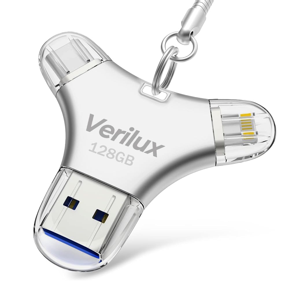 Verilux® Pendrive 128GB 4 in 1 Type C Pendrive with Light-ning, Micro USB, USB A, Type-C Interface Mini Hangable PenDrive for iOS & Android Compatible with iPhone, iPad, Android, PC and More Devices (B0DBKRYS95) Amazon Price History, Amazon Price Tracker