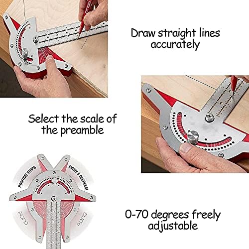 Woodworke Edge Rule 20Inch Adjustable Protractor Angle Finder Stainless Steel Caliper, T-Square Angle Craft Edge Rule Wood Working Measure Tool for Paint Artist Student Baseboard Stationery Gift