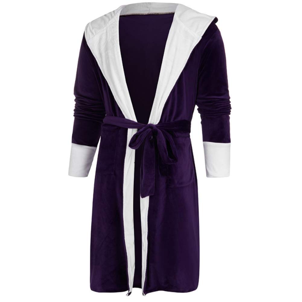 CFWSHJ Albornoz Largo con Capucha y Cremallera para Mujer, Batas de Lana de Franela, camisón cálido de Invierno, Pijamas, Ropa de Dormir cálida, Bolsillo Largo