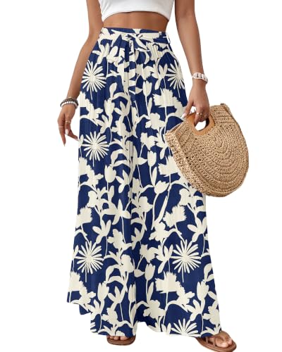 Image of Bsubseach Women Wide Leg Pants Floral Flowy Palazzo Pants
